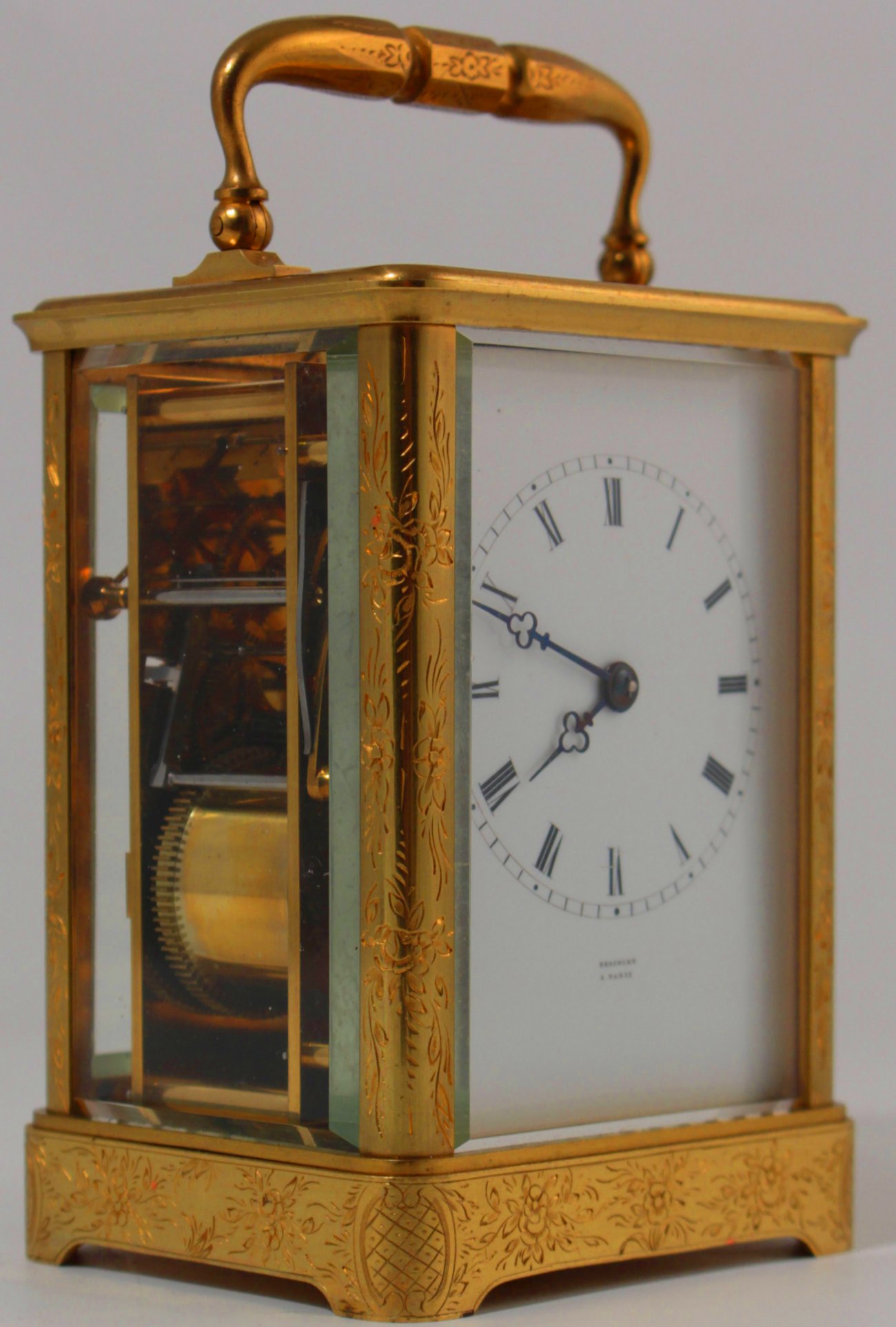 Antique French gilt brass carriage clock, Drocourt, Paris Ian Burton
